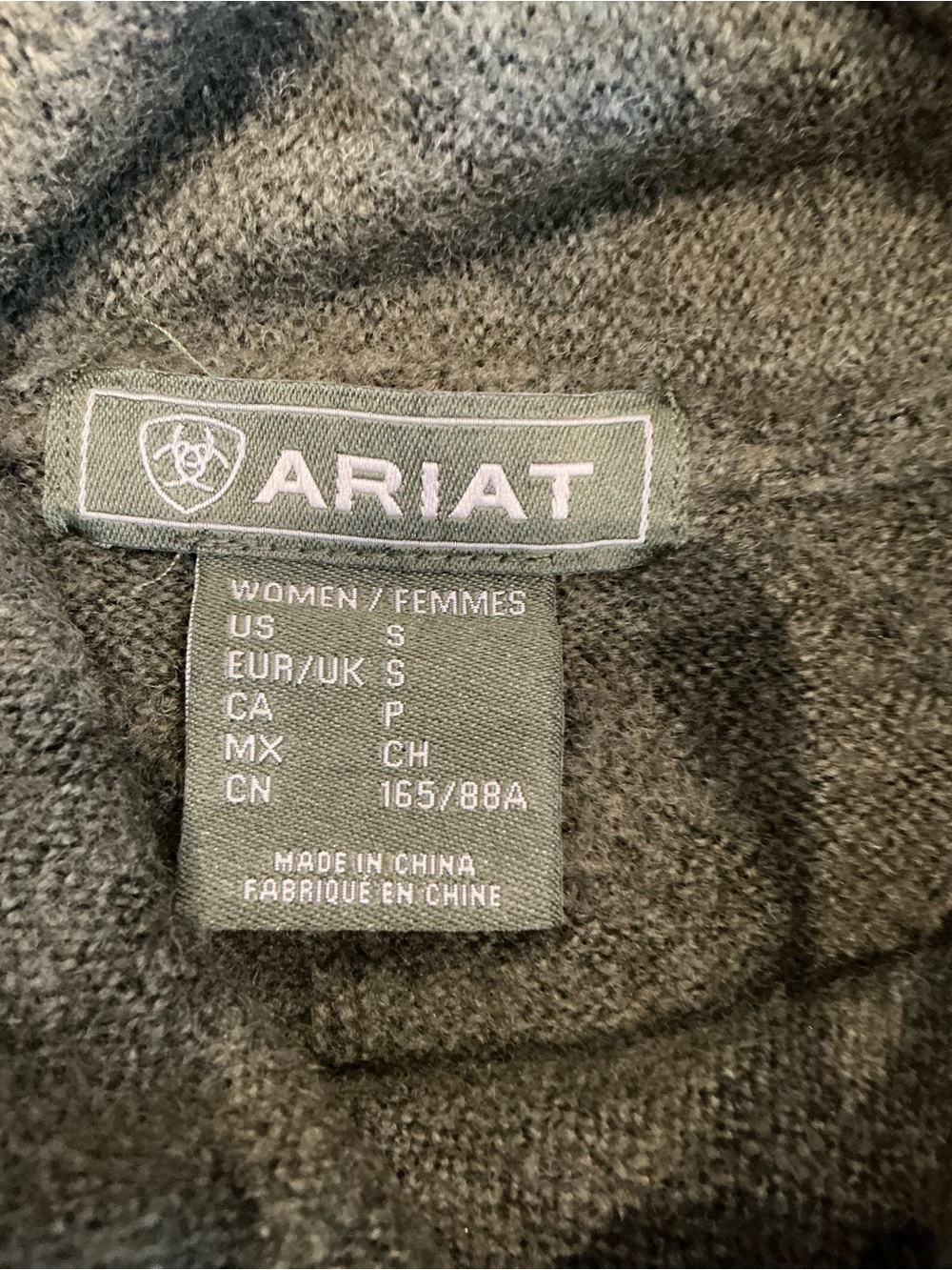 Ariat Novato Wool Blend Sweater in Olive Green Horse Bit Detail Size Small - Picture 14 of 16